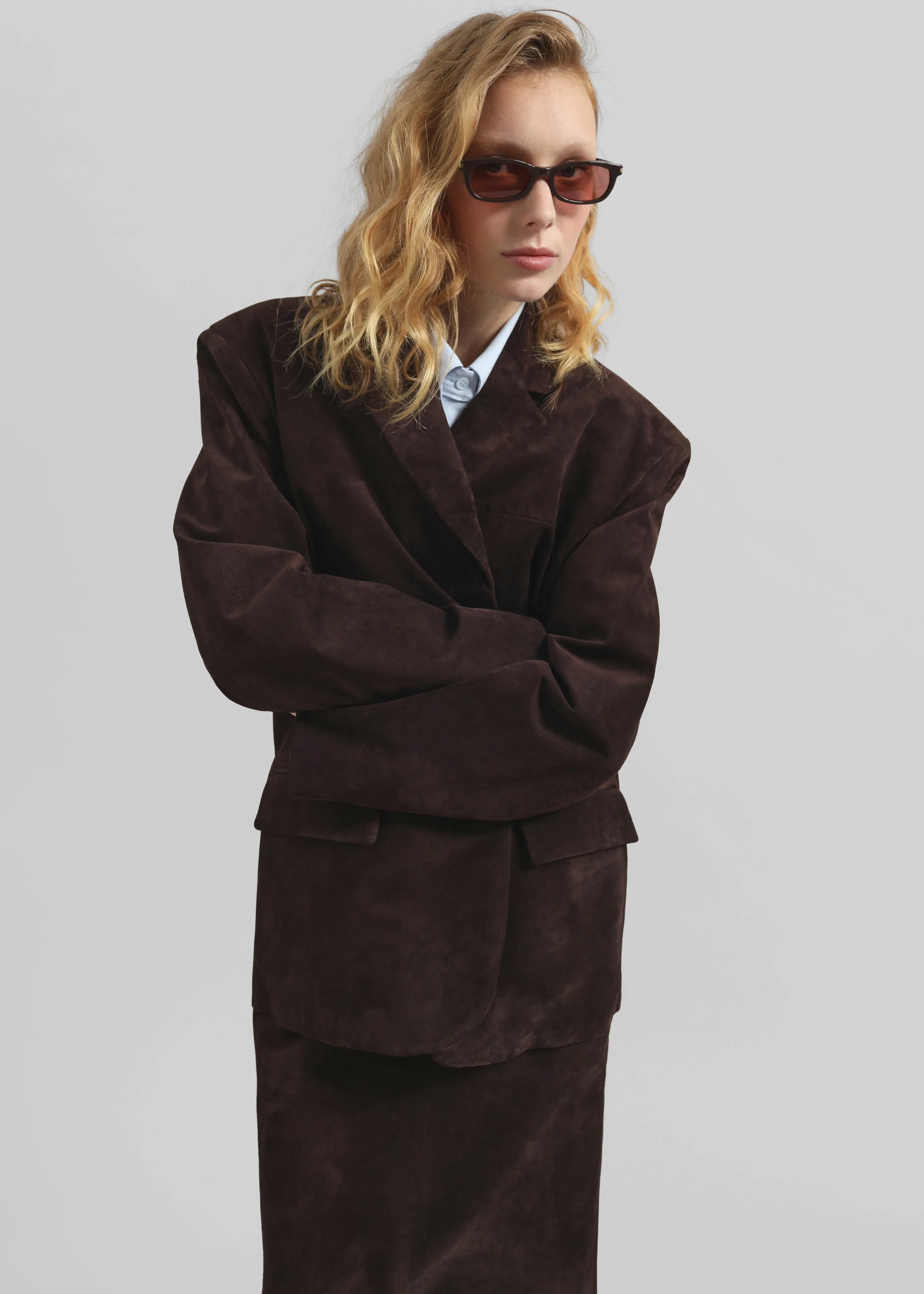 Salnor Suede Blazer - Dark Brown