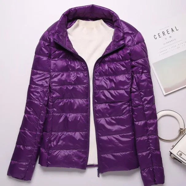 Sanishroly 2018 New Autumn Winter Women Thin White Duck Down Jacket Parka Female Ultra Light Down Coat Short Tops Plus Size S268