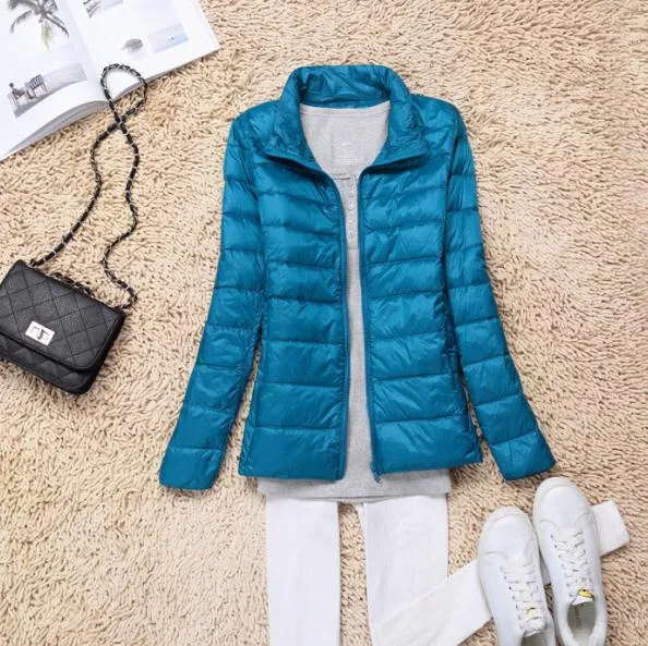 Sanishroly 2018 New Autumn Winter Women Thin White Duck Down Jacket Parka Female Ultra Light Down Coat Short Tops Plus Size S268