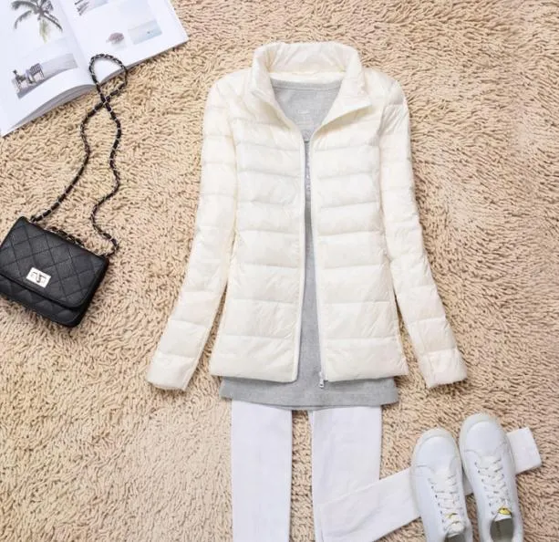 Sanishroly 2018 New Autumn Winter Women Thin White Duck Down Jacket Parka Female Ultra Light Down Coat Short Tops Plus Size S268