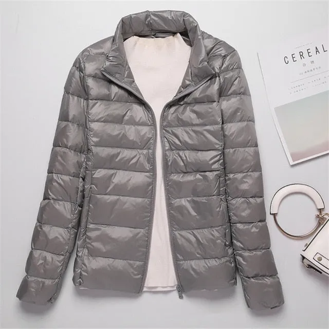 Sanishroly 2018 New Autumn Winter Women Thin White Duck Down Jacket Parka Female Ultra Light Down Coat Short Tops Plus Size S268