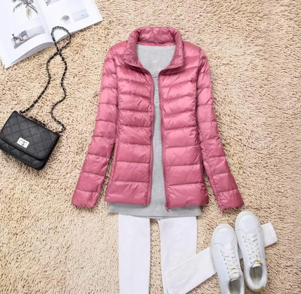 Sanishroly 2018 New Autumn Winter Women Thin White Duck Down Jacket Parka Female Ultra Light Down Coat Short Tops Plus Size S268