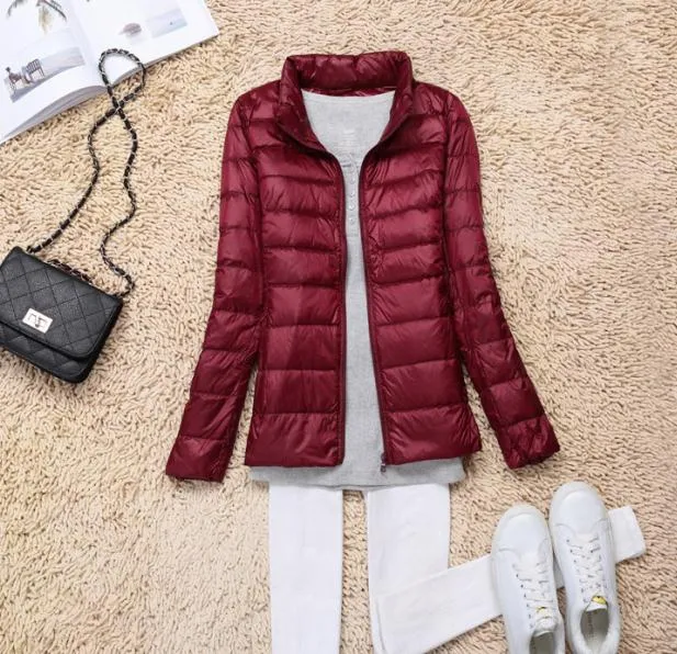 Sanishroly 2018 New Autumn Winter Women Thin White Duck Down Jacket Parka Female Ultra Light Down Coat Short Tops Plus Size S268