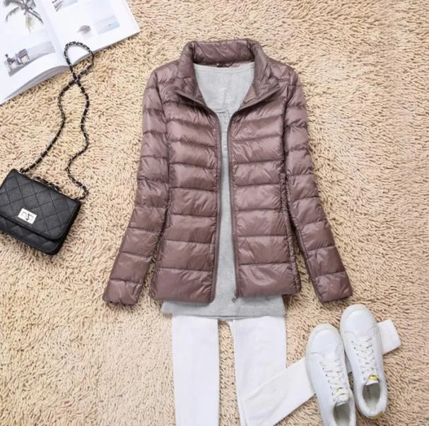 Sanishroly 2018 New Autumn Winter Women Thin White Duck Down Jacket Parka Female Ultra Light Down Coat Short Tops Plus Size S268