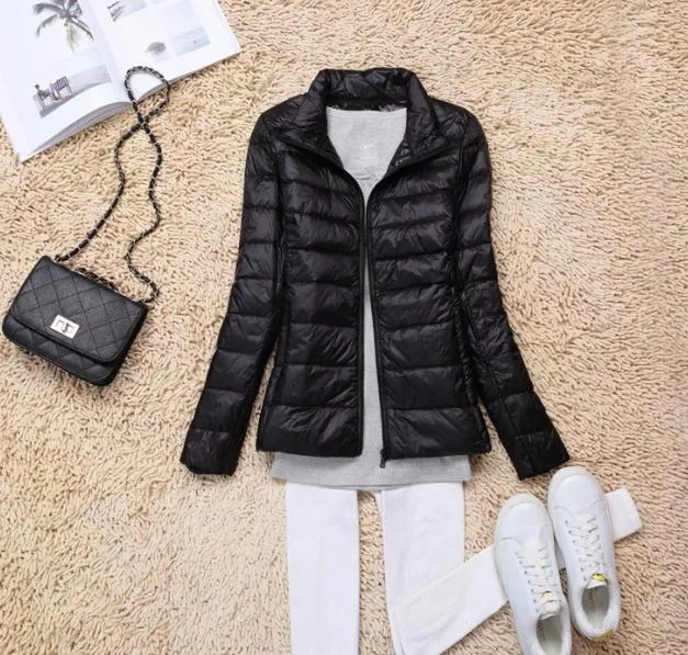 Sanishroly 2018 New Autumn Winter Women Thin White Duck Down Jacket Parka Female Ultra Light Down Coat Short Tops Plus Size S268