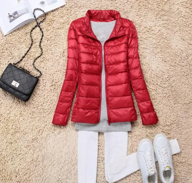 Sanishroly 2018 New Autumn Winter Women Thin White Duck Down Jacket Parka Female Ultra Light Down Coat Short Tops Plus Size S268