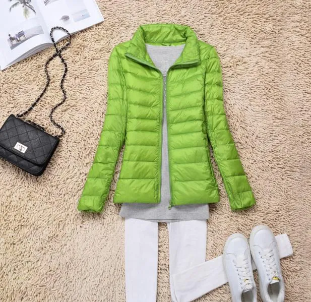 Sanishroly 2018 New Autumn Winter Women Thin White Duck Down Jacket Parka Female Ultra Light Down Coat Short Tops Plus Size S268
