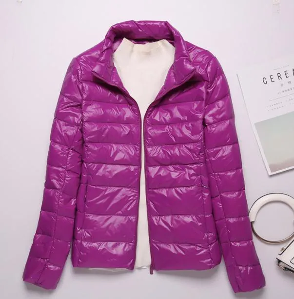 Sanishroly 2018 New Autumn Winter Women Thin White Duck Down Jacket Parka Female Ultra Light Down Coat Short Tops Plus Size S268