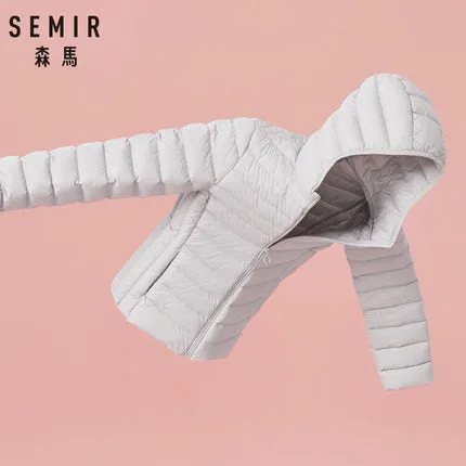 SEMIR 2019 New basic Down Winter jackets Women Winter plus velvet hooded Coats Down Winter Jacket Woman Outwear warm portable