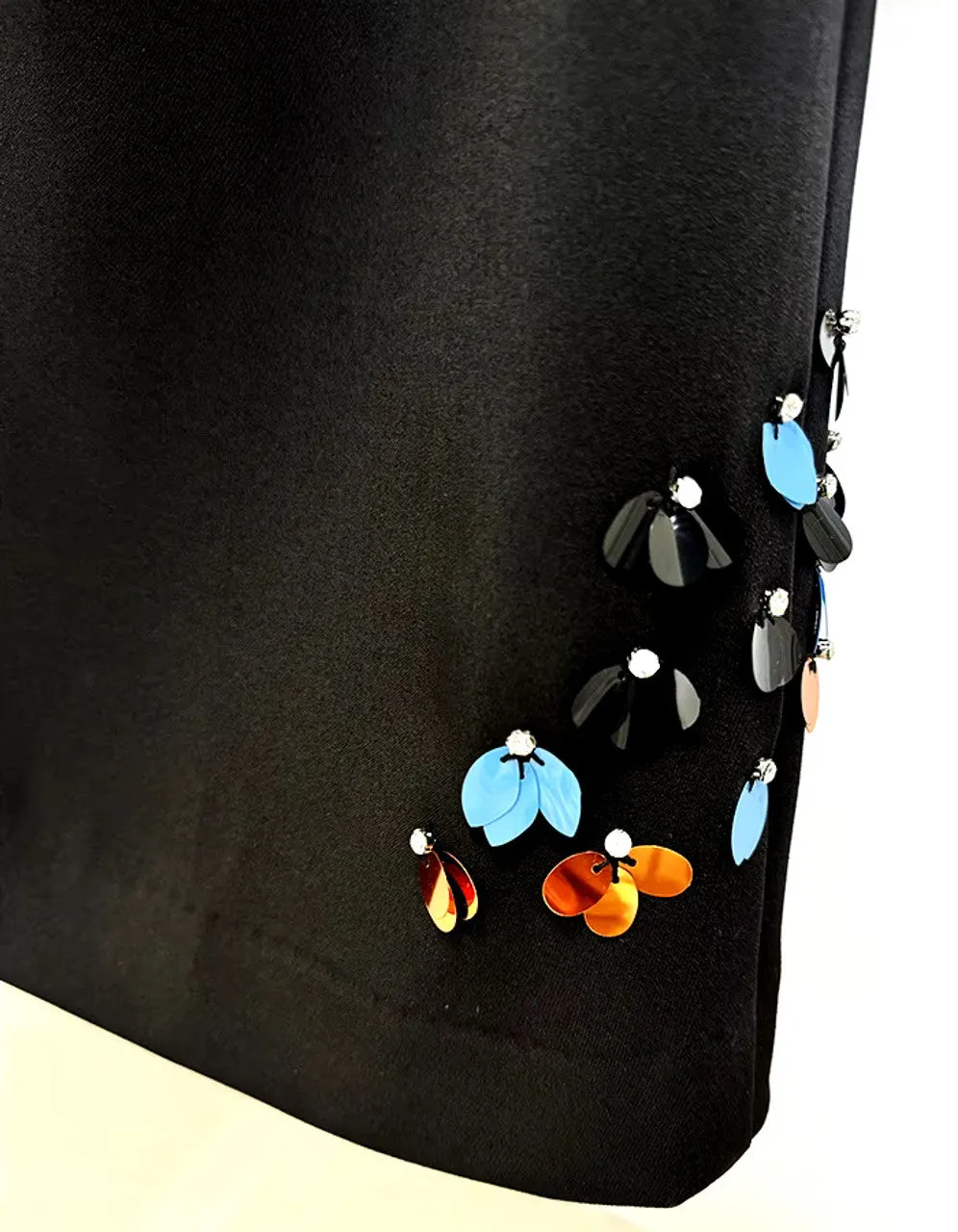 Sequin Flower Scrunched black Blazer set