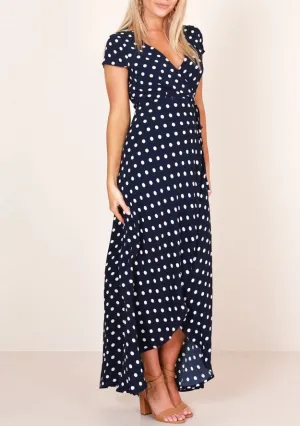 Sexy V-neck Polka Dot Short-sleeved Lace Dress