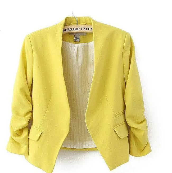 Short jackets Candy Color Women outwear Slim Short Design Suit Coat