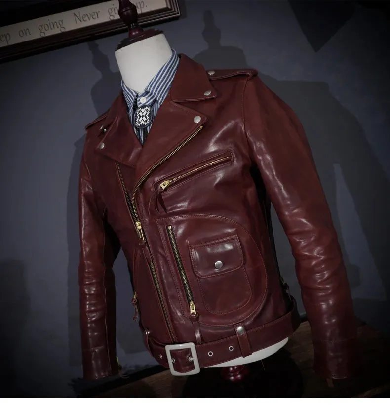 Short Slim Fit Patent PU Leather Biker Jacket