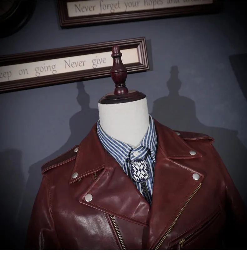 Short Slim Fit Patent PU Leather Biker Jacket