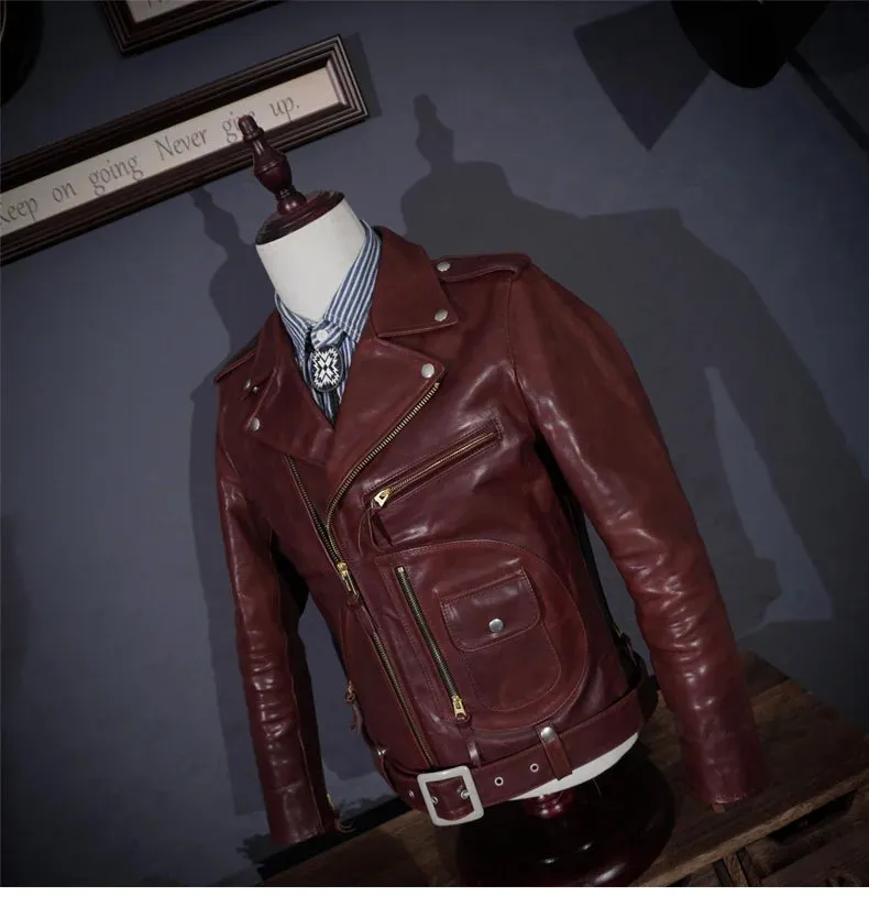 Short Slim Fit Patent PU Leather Biker Jacket