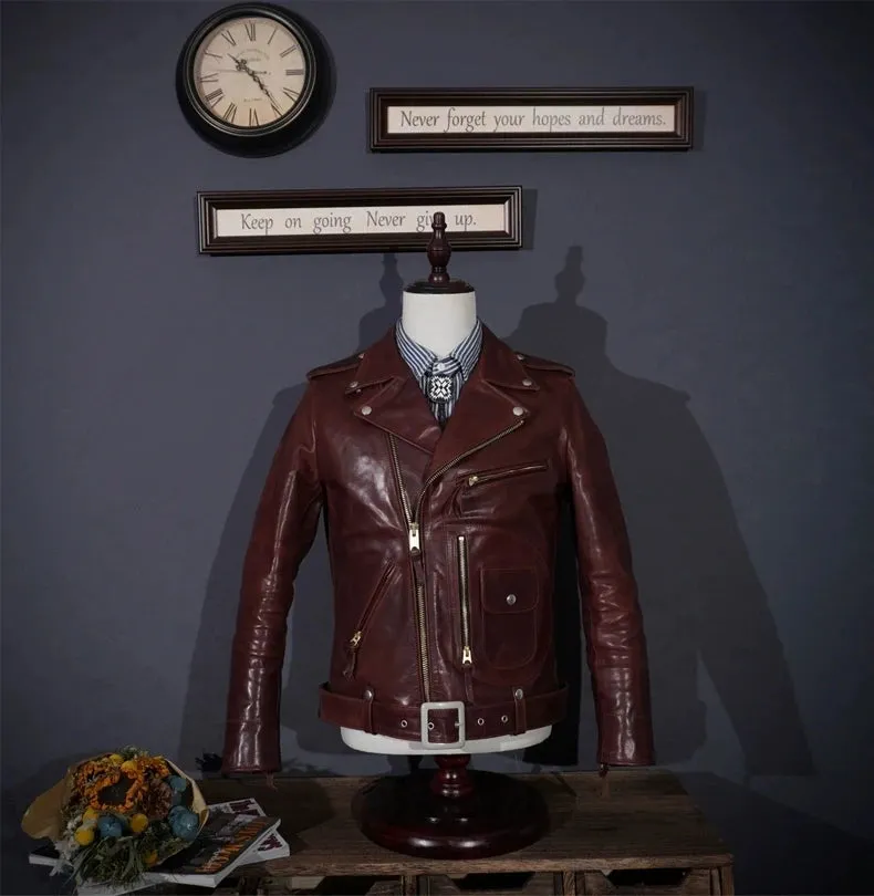 Short Slim Fit Patent PU Leather Biker Jacket