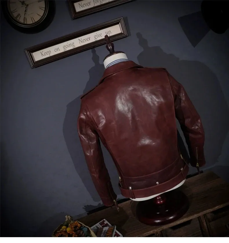 Short Slim Fit Patent PU Leather Biker Jacket