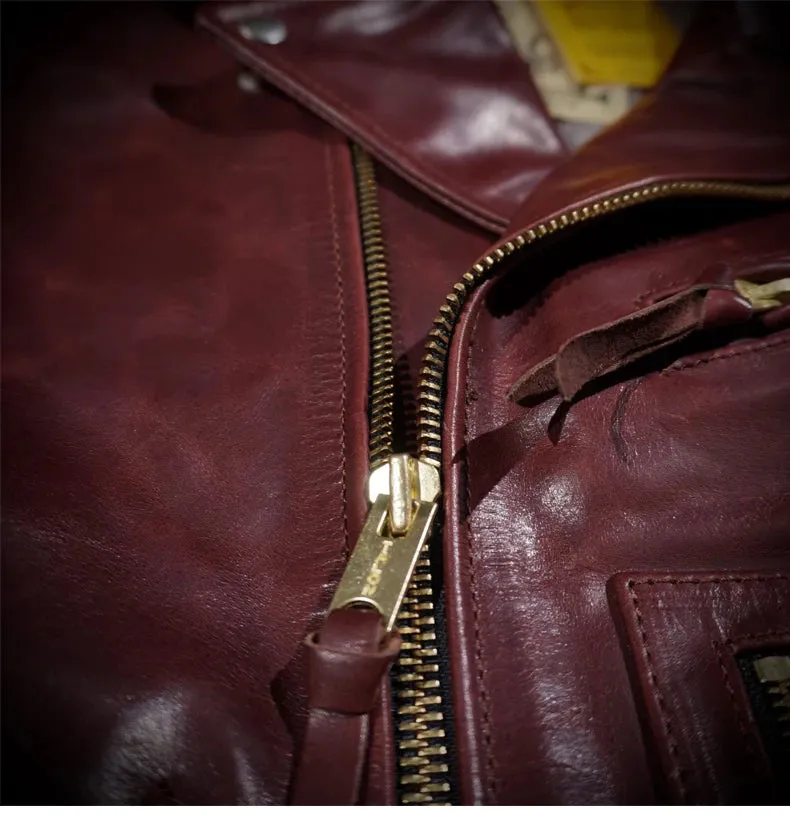 Short Slim Fit Patent PU Leather Biker Jacket