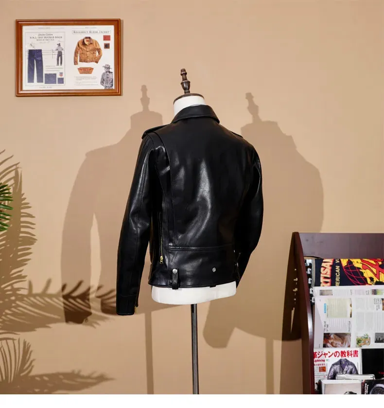 Short Slim Fit Patent PU Leather Biker Jacket