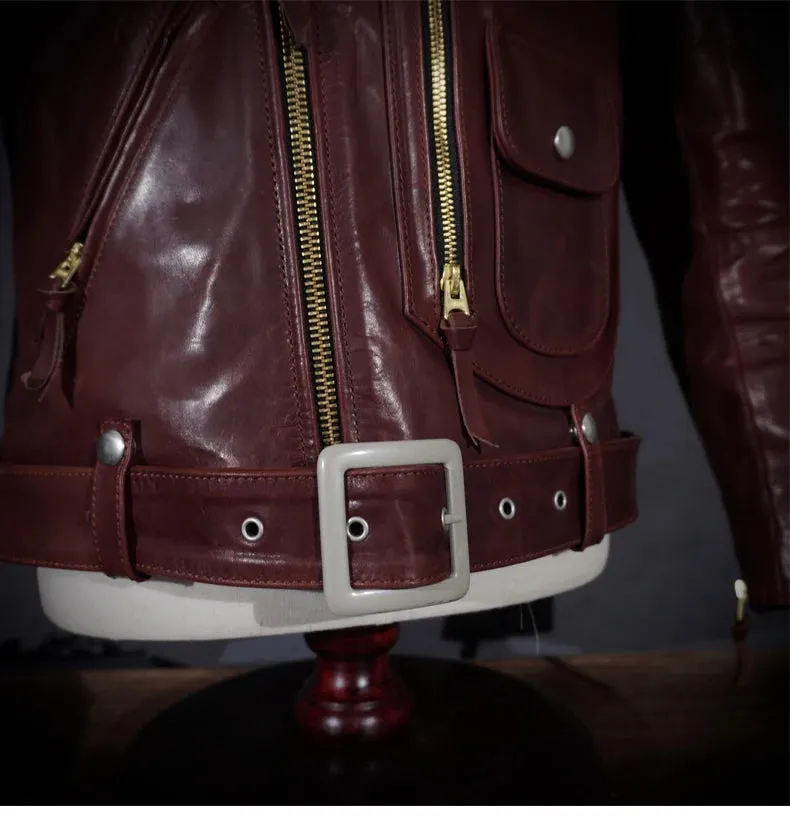 Short Slim Fit Patent PU Leather Biker Jacket