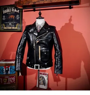 Short Slim Fit Patent PU Leather Biker Jacket
