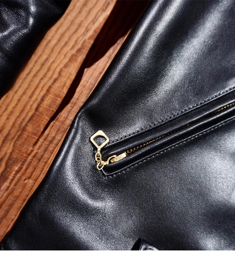 Short Slim Fit Patent PU Leather Biker Jacket