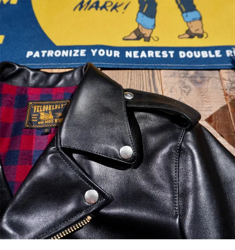 Short Slim Fit Patent PU Leather Biker Jacket