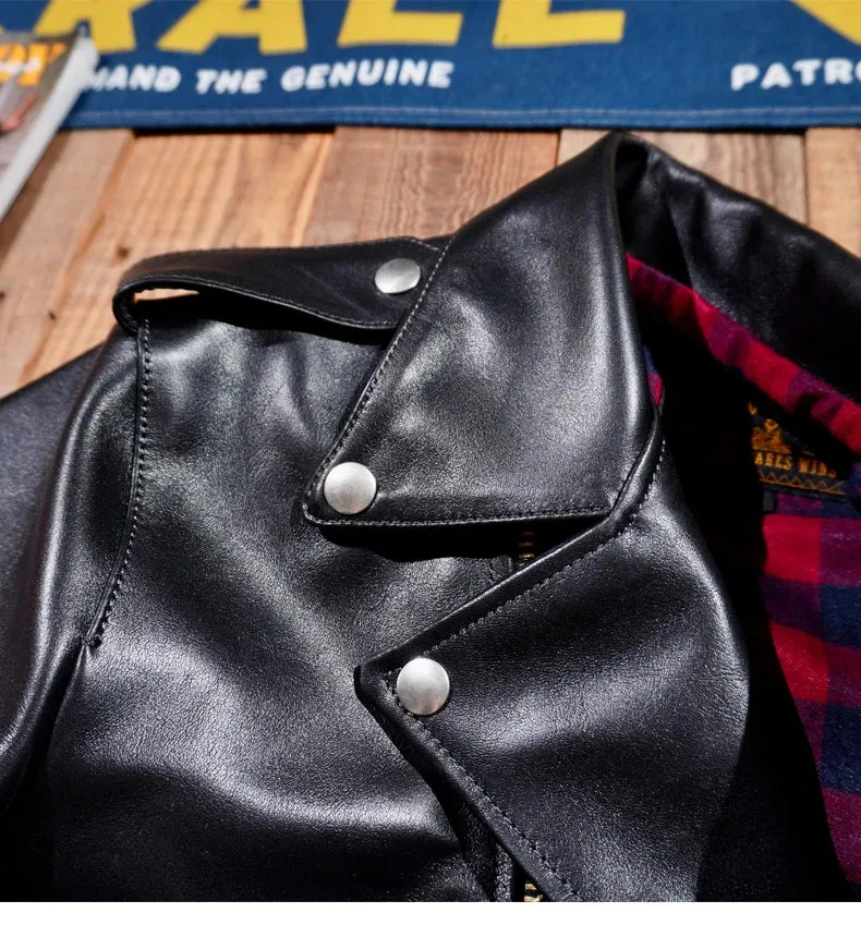 Short Slim Fit Patent PU Leather Biker Jacket