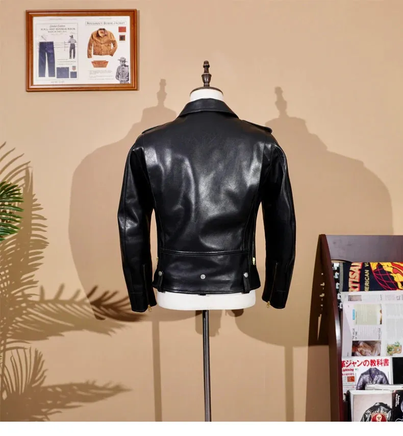 Short Slim Fit Patent PU Leather Biker Jacket