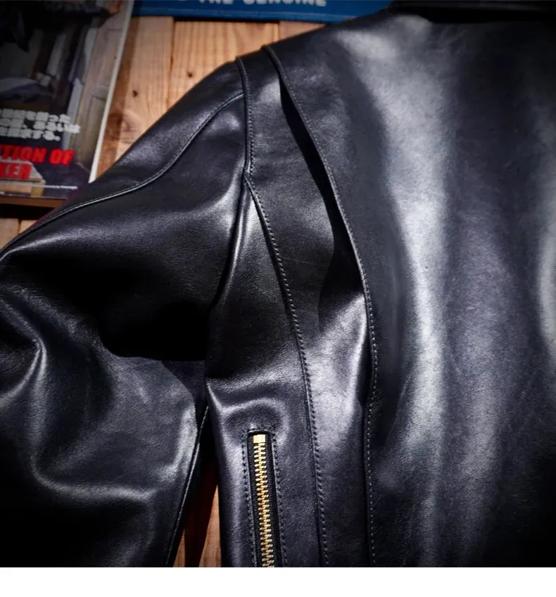 Short Slim Fit Patent PU Leather Biker Jacket