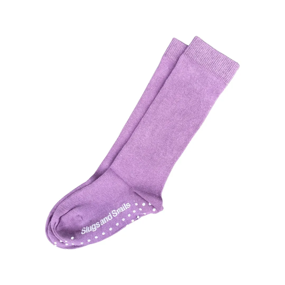 Slugs & Snails - Children's Knee Socks - Block Colour - Plum Jam