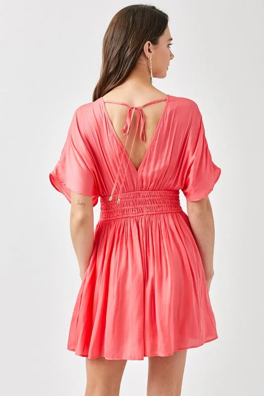 Smocked Waist with Tassel Strap Dress, Mustard Seed