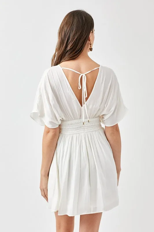 Smocked Waist with Tassel Strap Dress, Mustard Seed