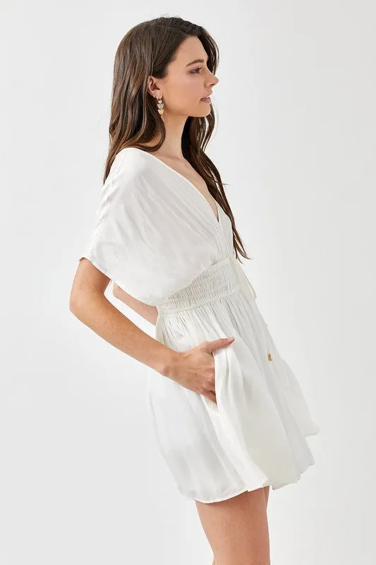 Smocked Waist with Tassel Strap Dress, Mustard Seed