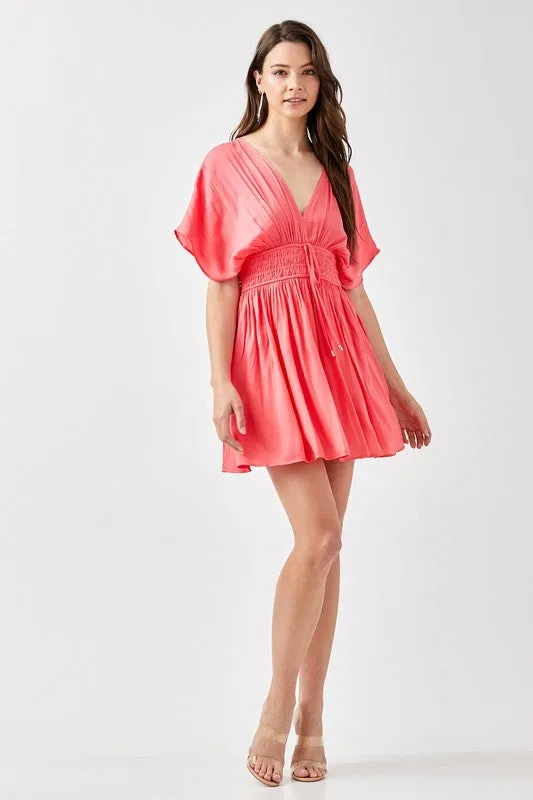Smocked Waist with Tassel Strap Dress, Mustard Seed