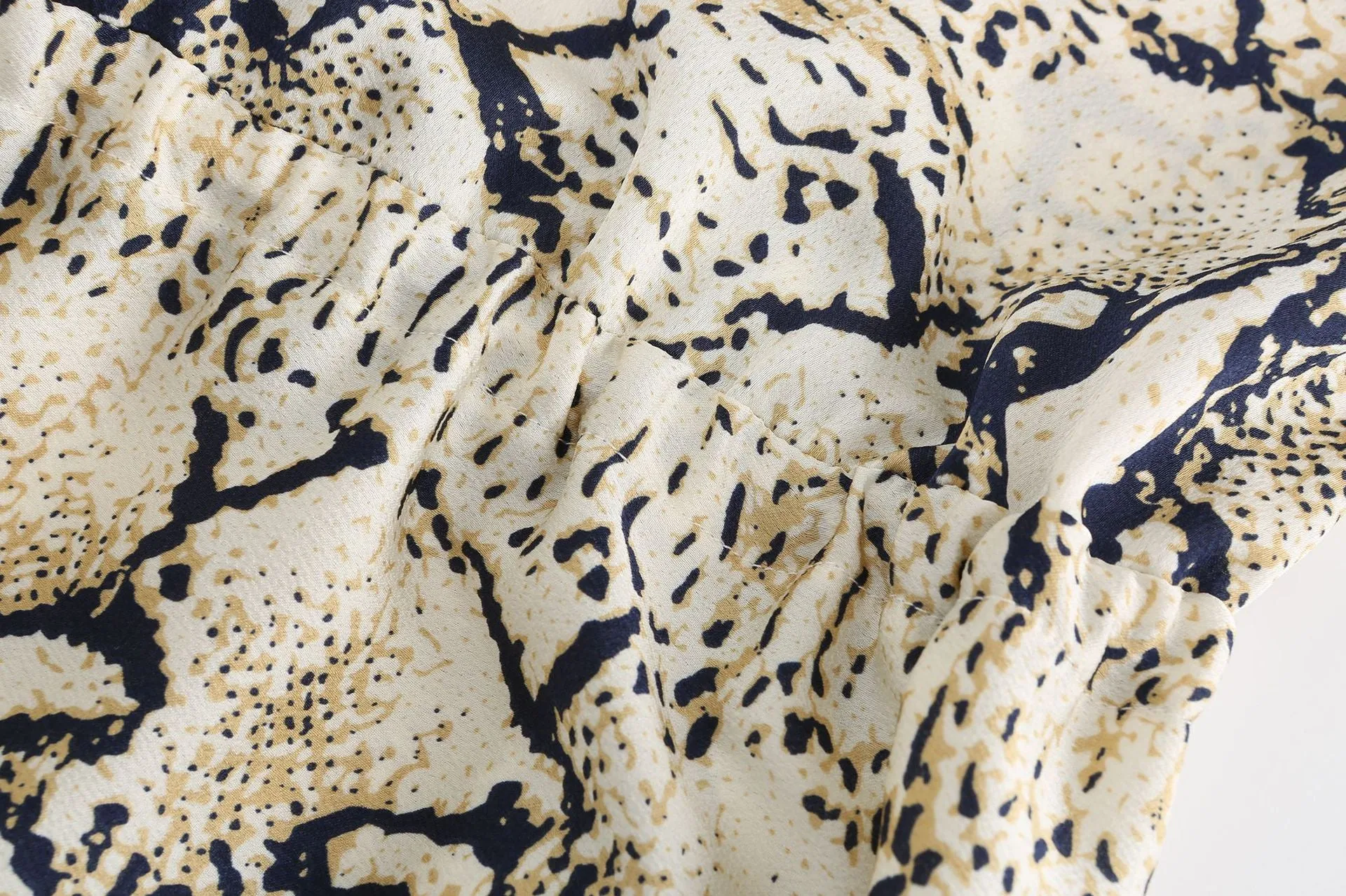 Snakeskin Grain Printed Halter Elastic Waist Split Maxi Dresses