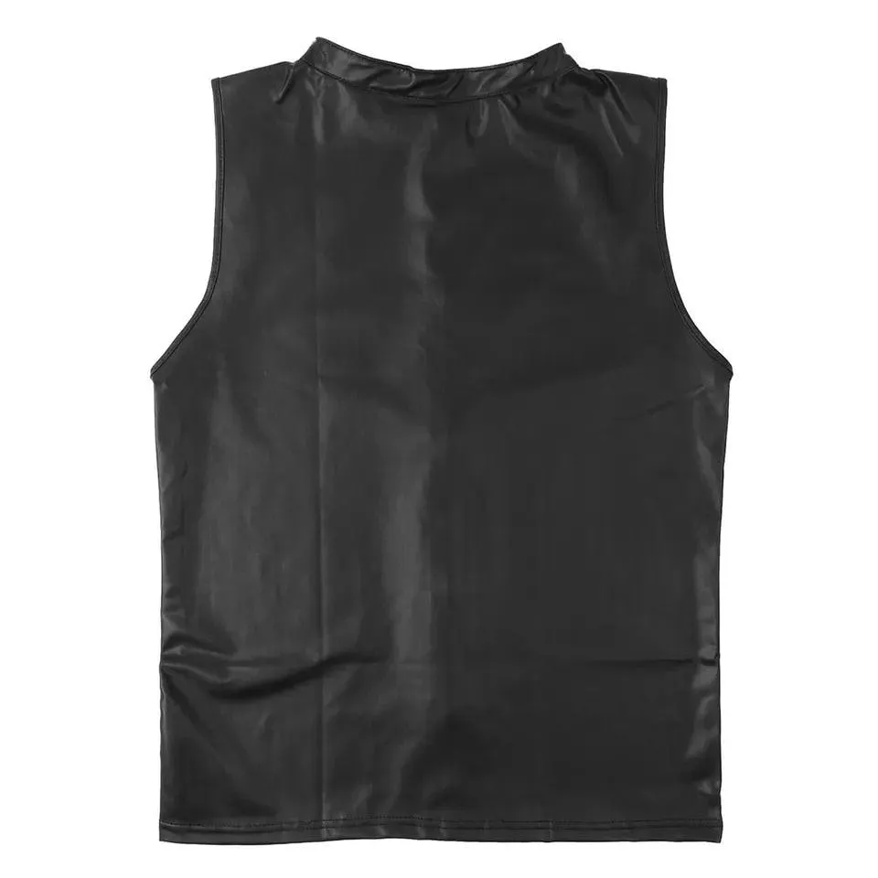Soft Leather Sleeveless Shirts Shaping Stretch Tank Top