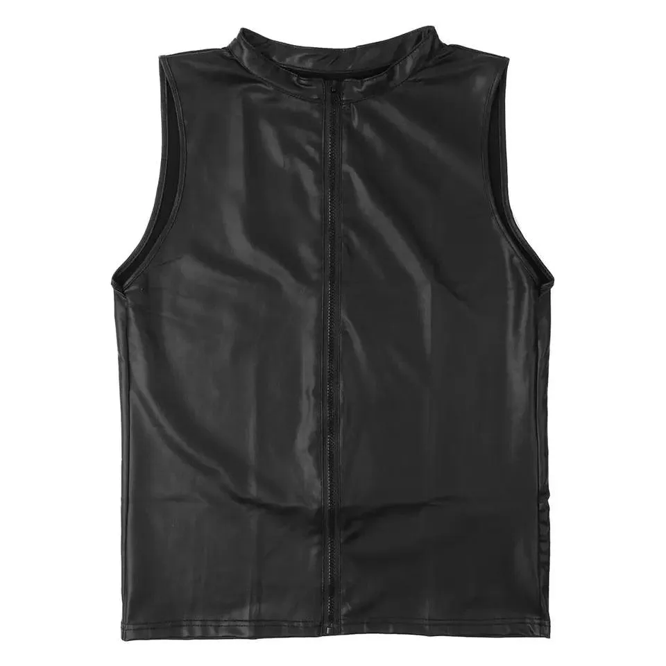 Soft Leather Sleeveless Shirts Shaping Stretch Tank Top