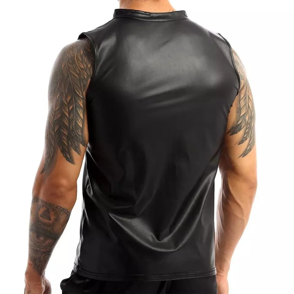 Soft Leather Sleeveless Shirts Shaping Stretch Tank Top