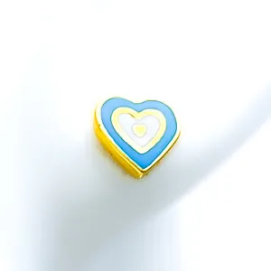 Sophisticated Turquoise Heart Enamel 21k Gold Earrings