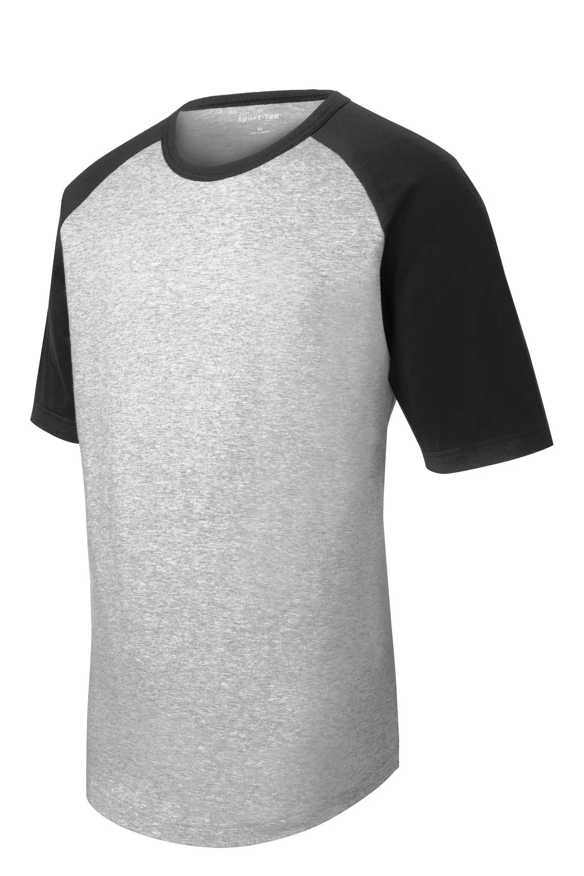 Sport-Tek Short Sleeve Colorblock Raglan Jersey. T201 Heather Grey/ Black