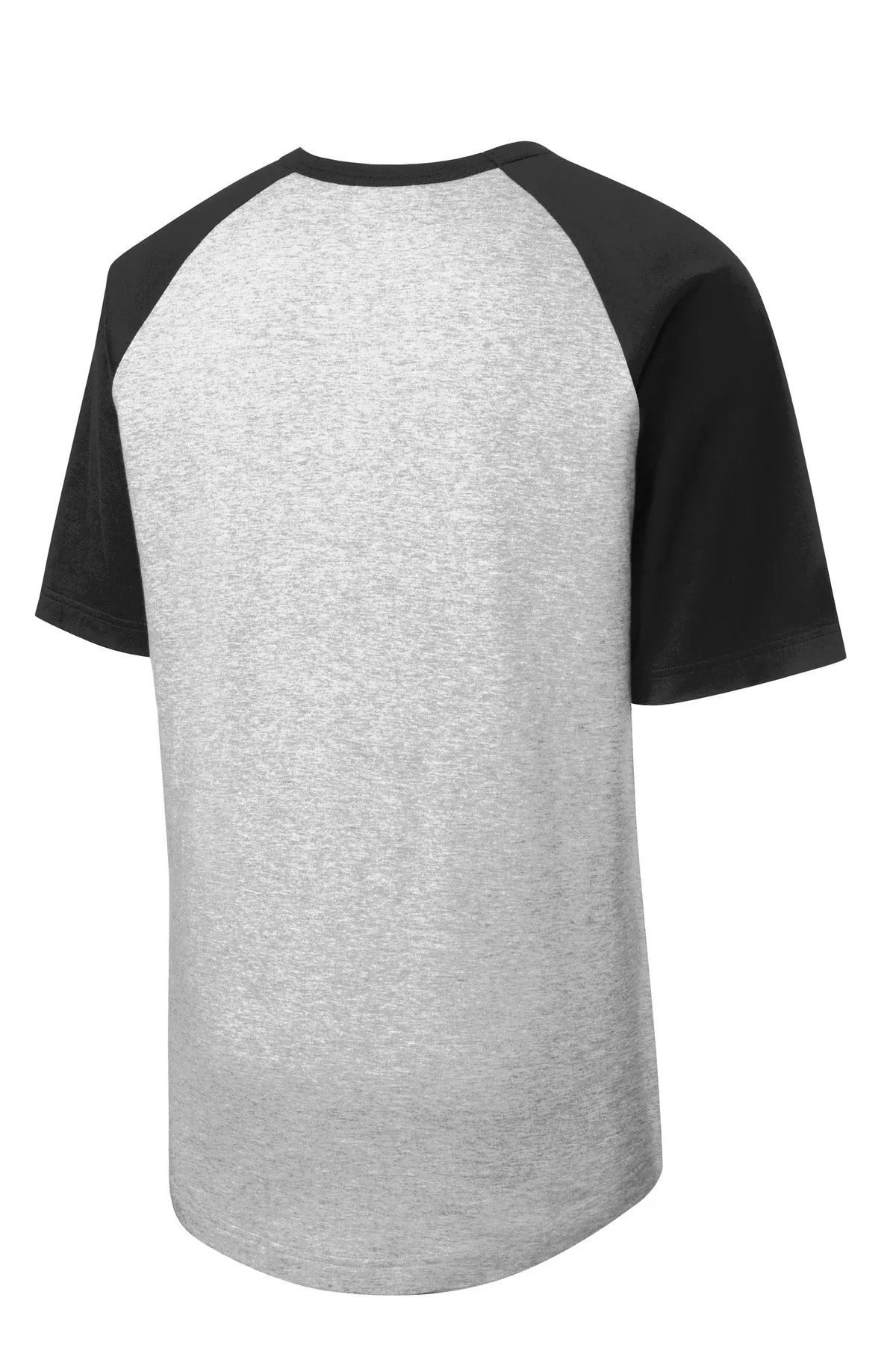 Sport-Tek Short Sleeve Colorblock Raglan Jersey. T201 Heather Grey/ Black