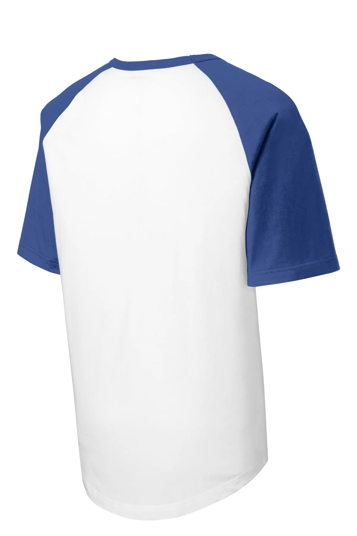 Sport-Tek Short Sleeve Colorblock Raglan Jersey. T201 White/ Royal