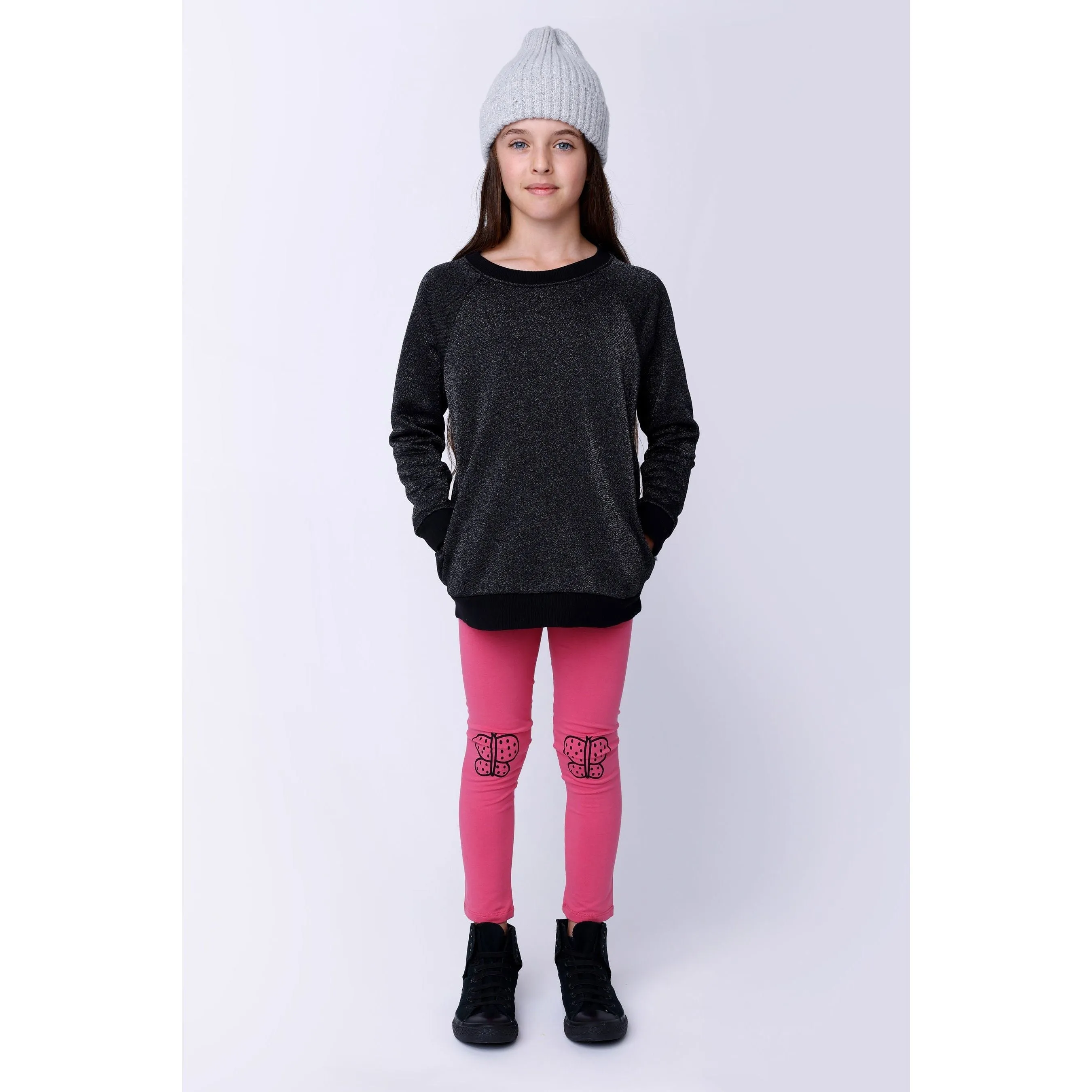 Spotty Butterfly Tights - Dark Rose