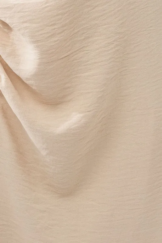 S/S ELASTIC SHIRRING MIDI DRESS