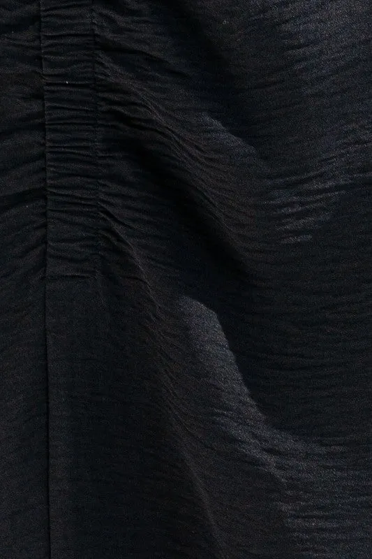 S/S ELASTIC SHIRRING MIDI DRESS