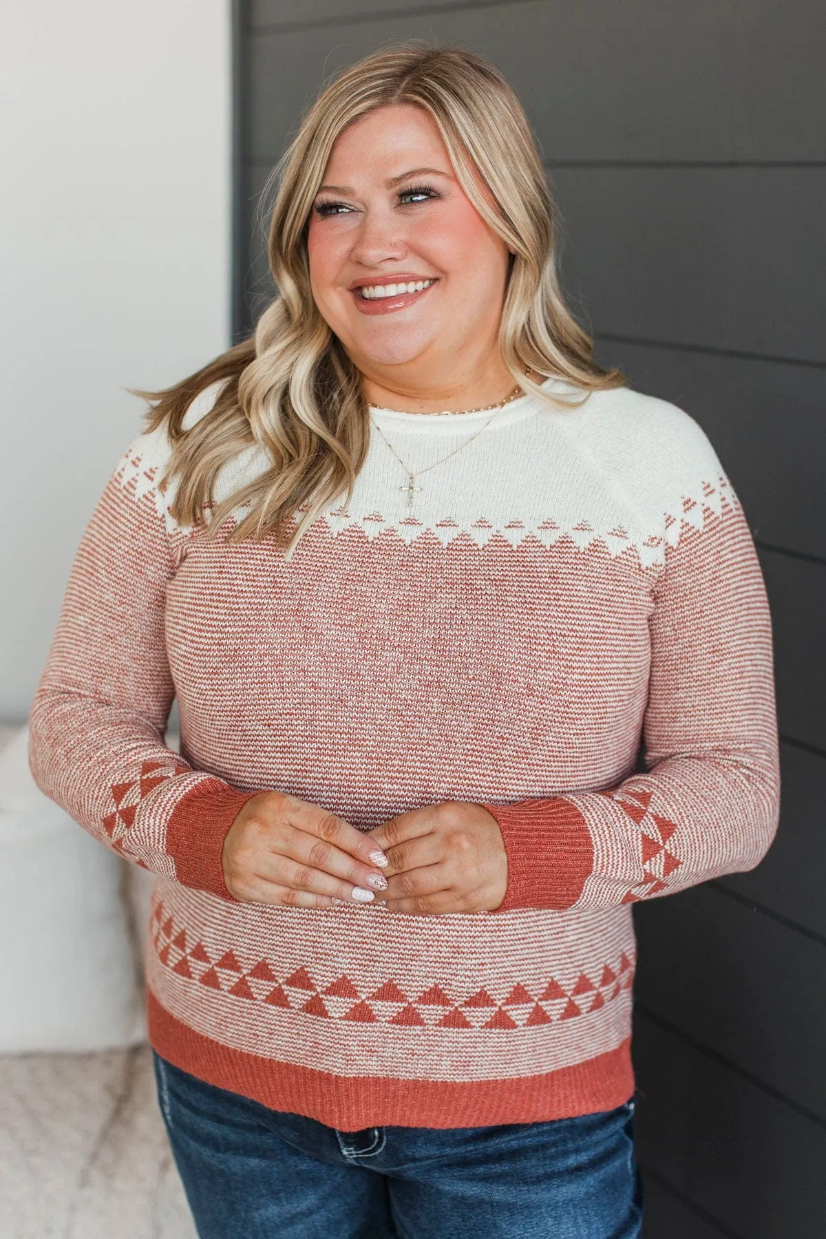 Stay Here Awhile Knit Sweater- Light Rust