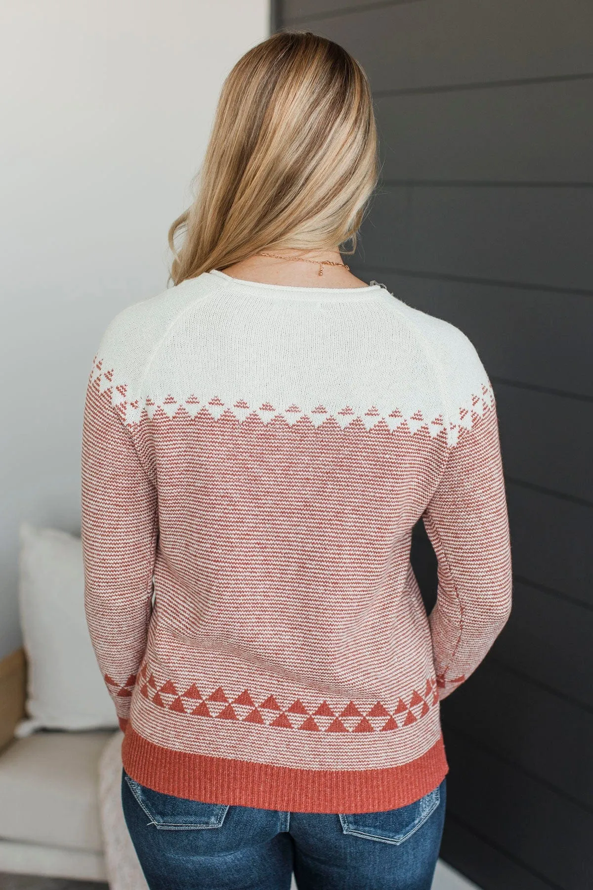 Stay Here Awhile Knit Sweater- Light Rust