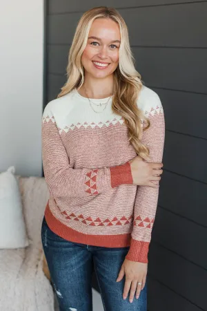 Stay Here Awhile Knit Sweater- Light Rust