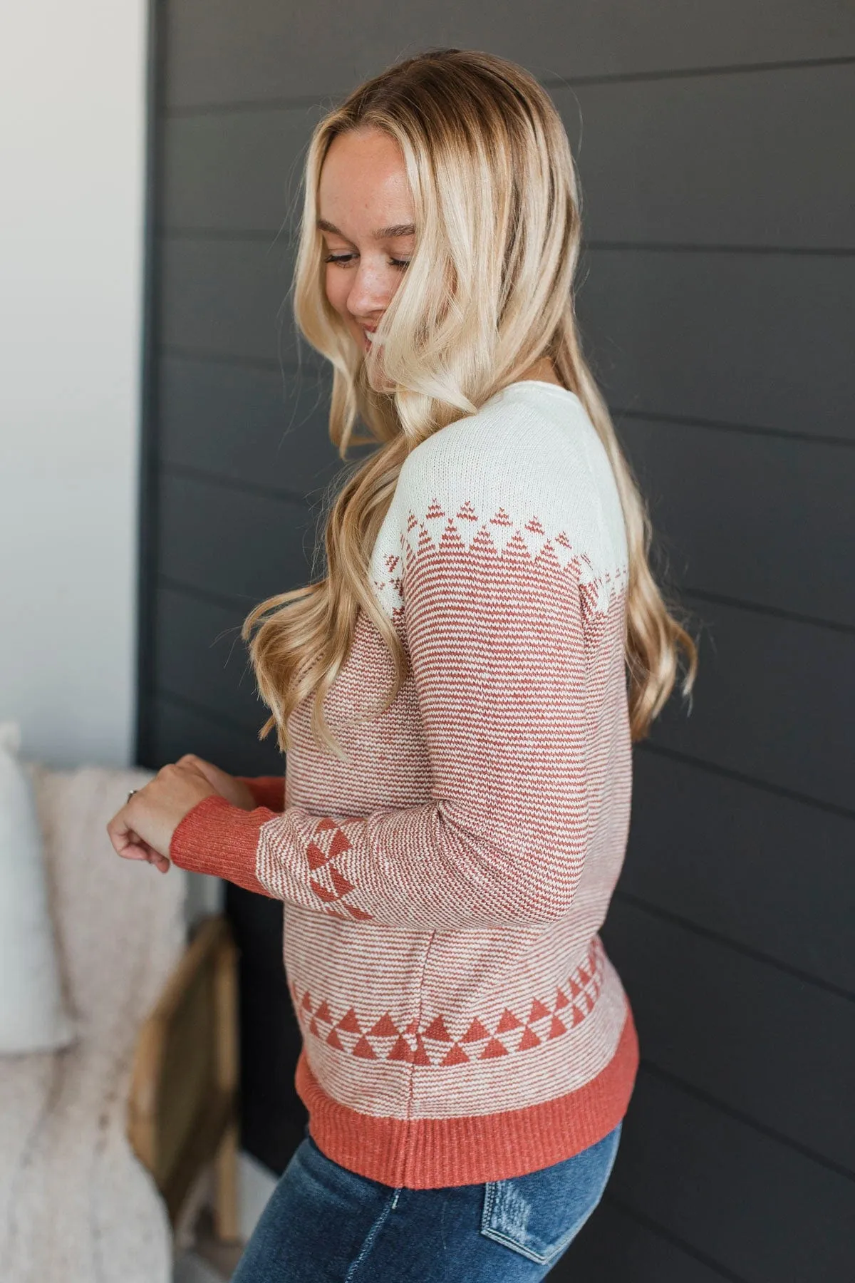 Stay Here Awhile Knit Sweater- Light Rust